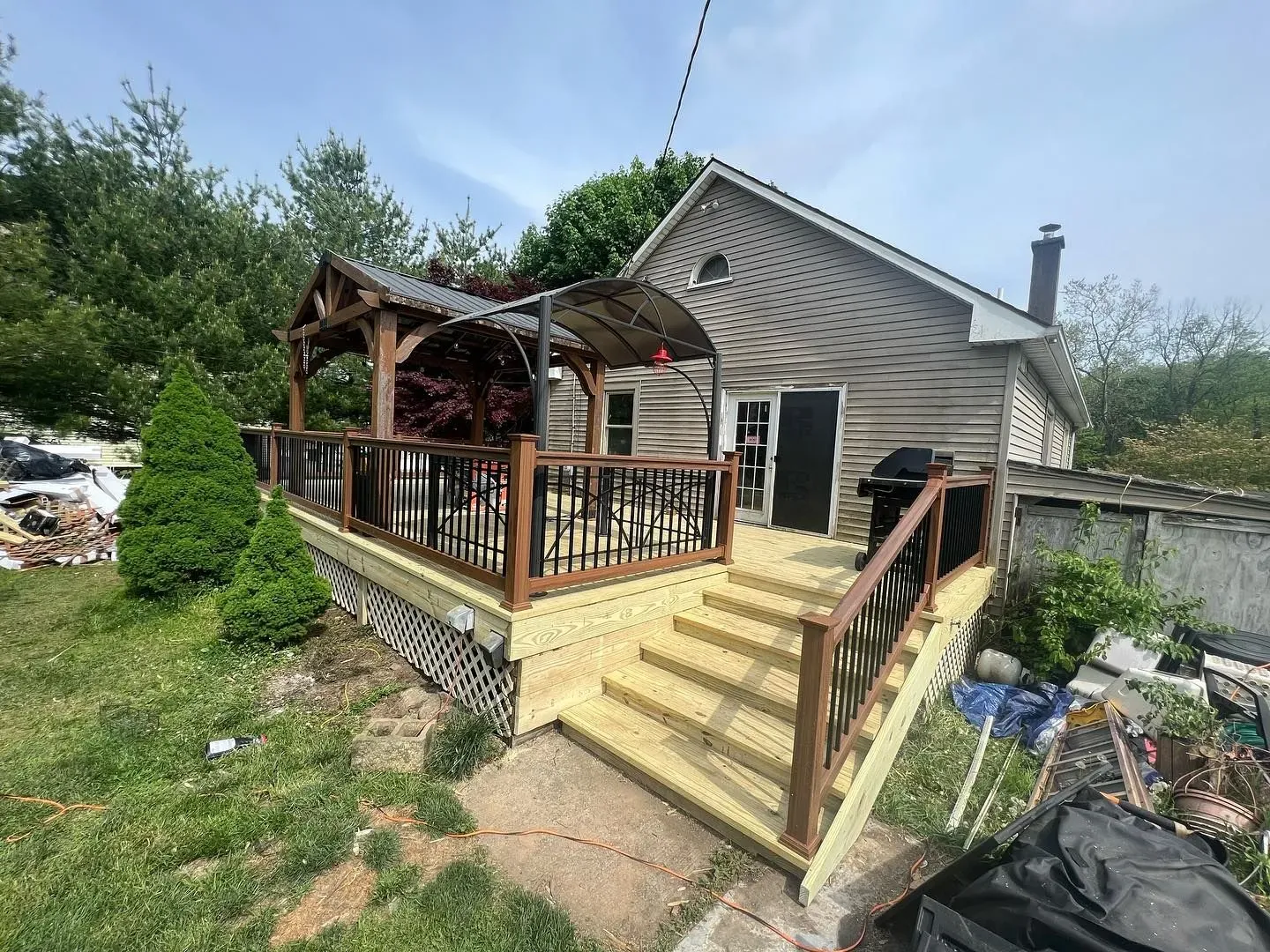 Traditional gazebo with wooden deck on the lehigh valley