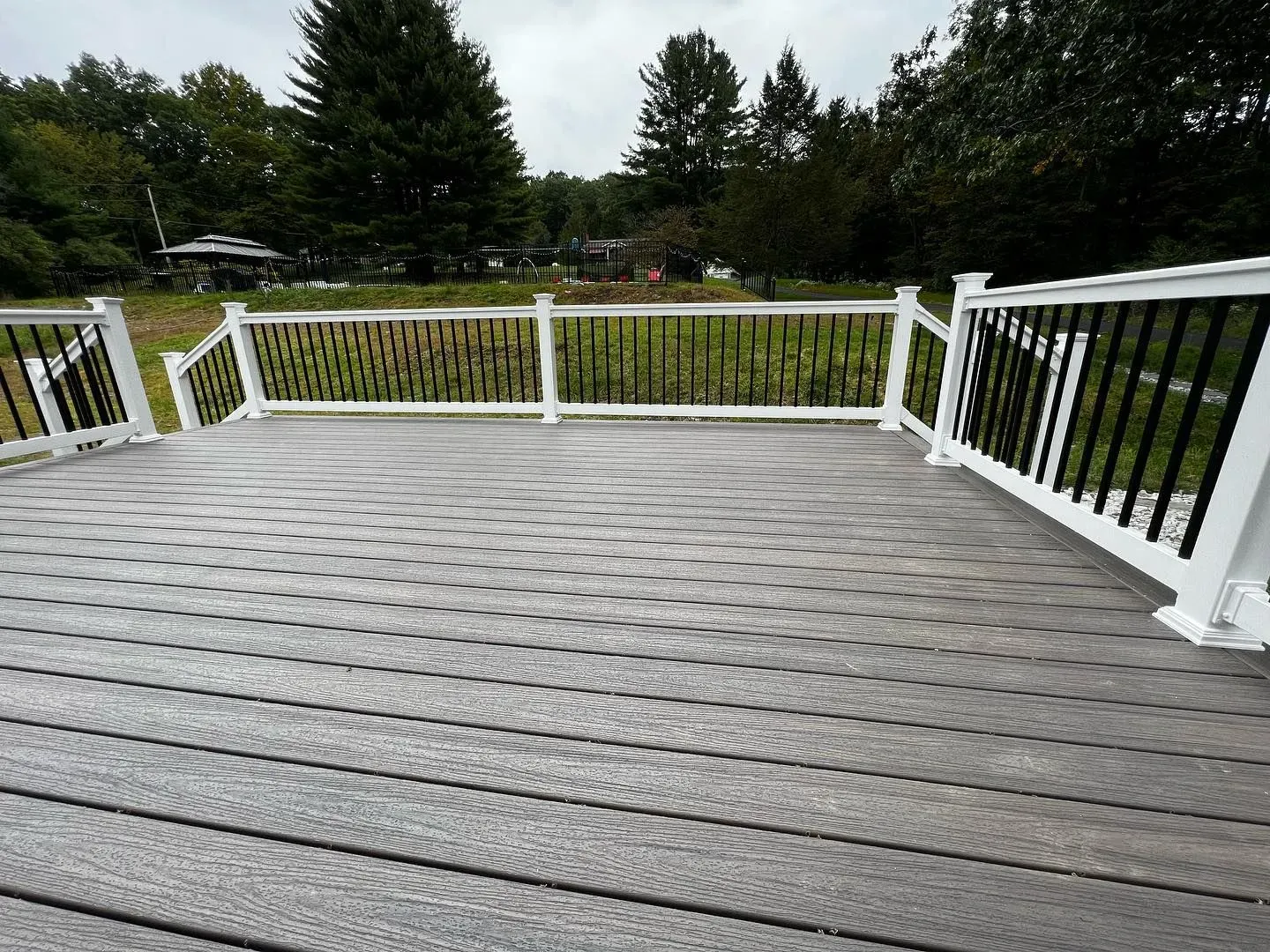 Wide residential deck of lvmc deck on the lehigh valley pennsylvania